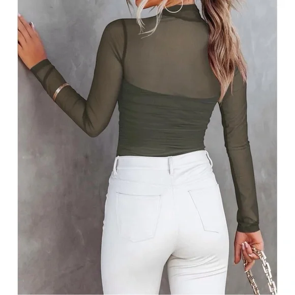 ReoRia Green Fitted Long Sleeve Bodysuit size 2XL NWT - Picture 2 of 7